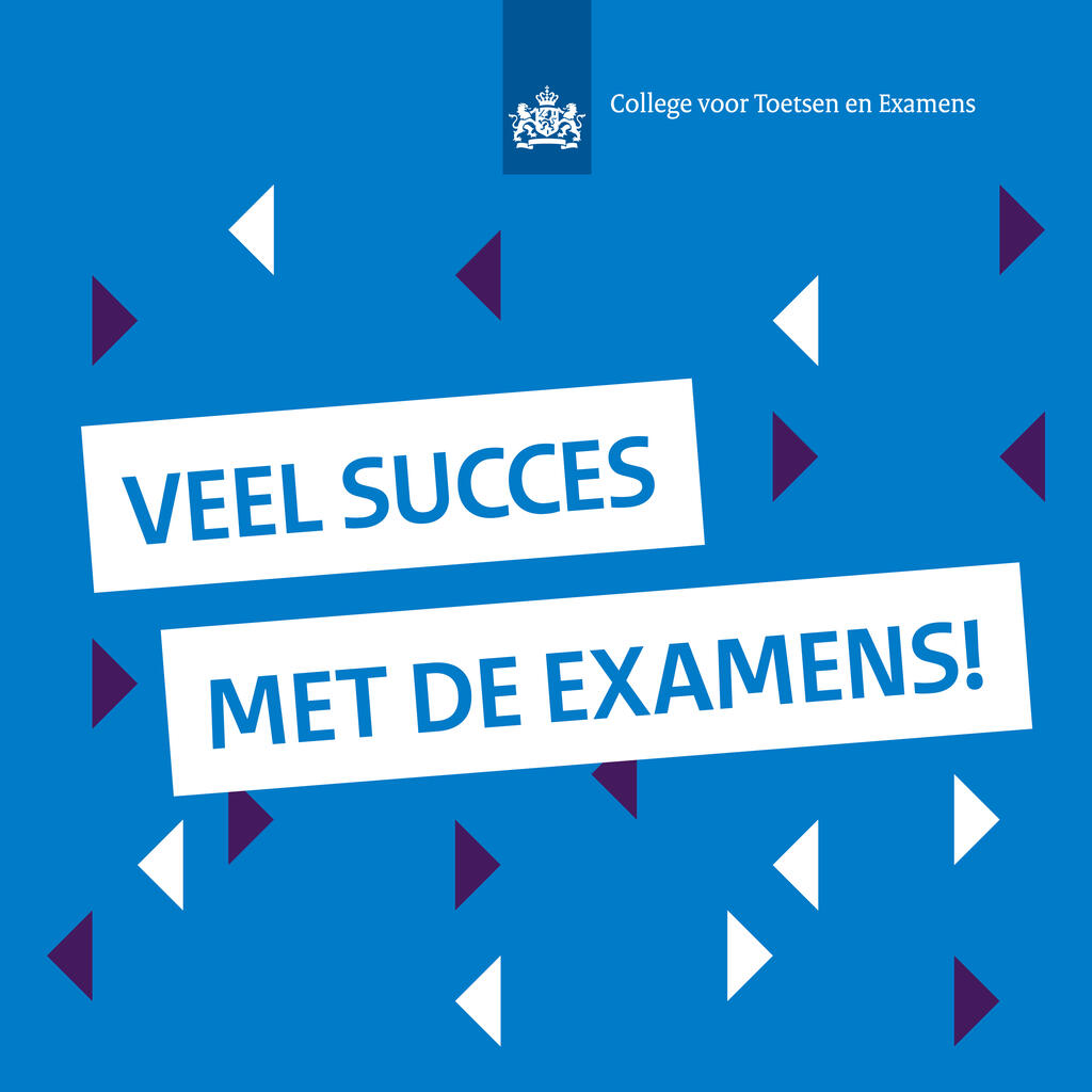 Tekst banner veel succes met de examens 